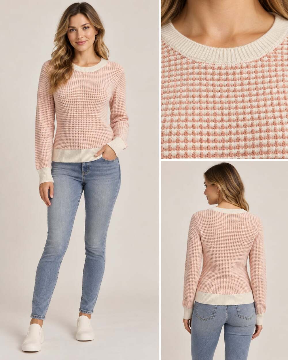 Victoria's Secret Pink Waffle Knit Crew Neck Sweater